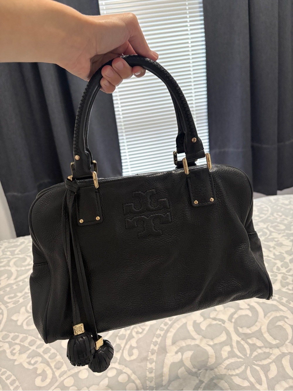 Tory Burch Thea Black Leather Satchel